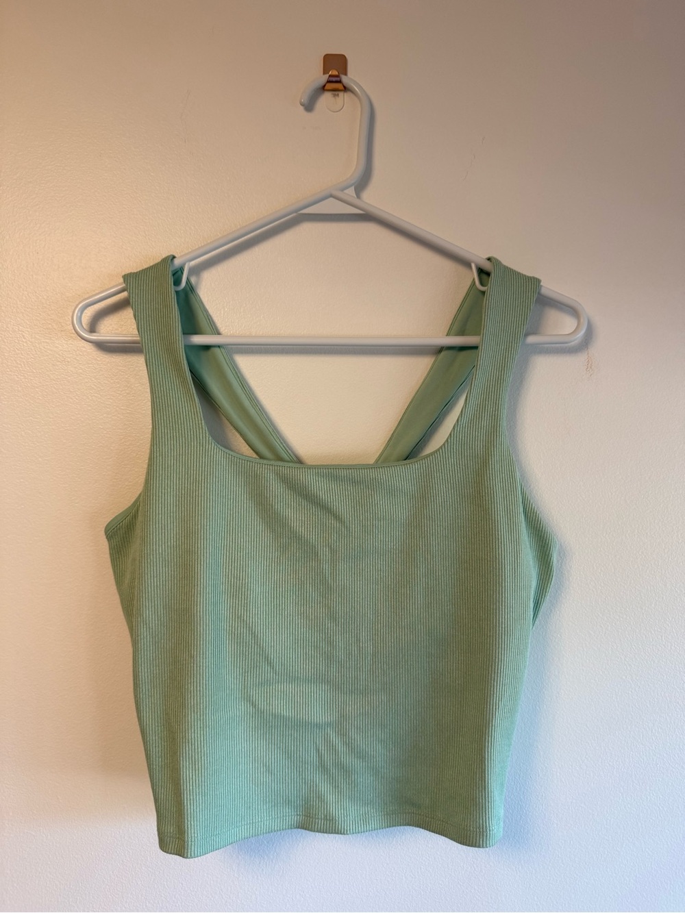 ALO Yoga Ribbed Square-Neck Tank in Mint Green